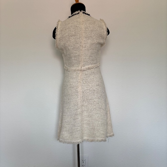 Zara Cream Tweed Dress with Black Bow Detail - Picture 3 of 6